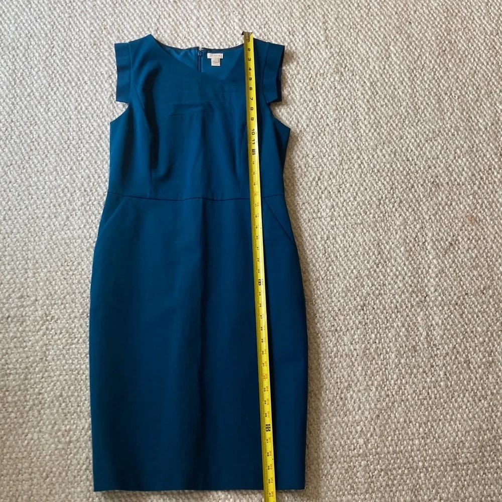 NWOT J. Crew Sleeveless Teal-Blue Sheath Dress - Picture 8 of 9